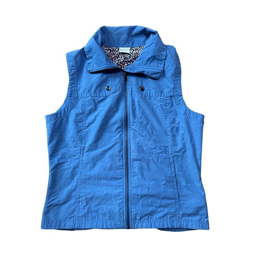 Vintage COLUMBIA Lightweight Windbreaker Vest, size women's Large; Blue